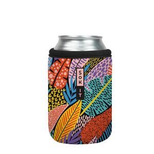 Sok-It CanSok Reusable Neoprene Sleeve 12oz Beer Soda Can Feathered Foliage NEW